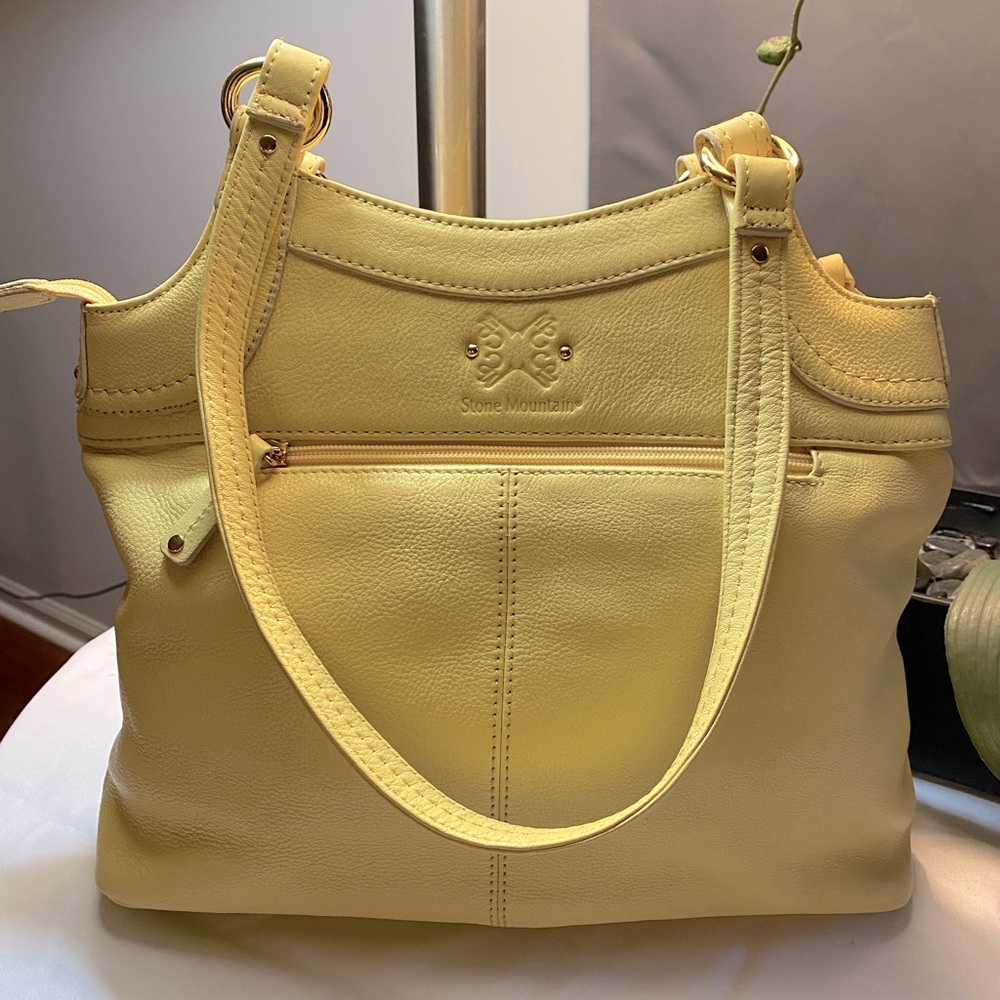 Vintage yellow leather handbag from Stone Mountain